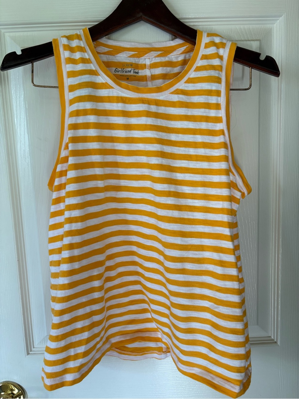 J. Crew Yellow and White Striped girlfriend Tank size medium